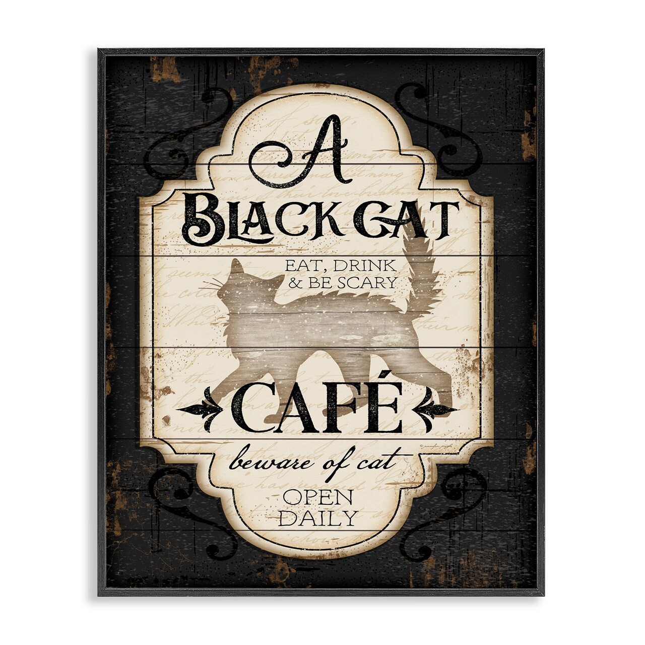 Black Cat Caf� Vintage Halloween Sign Spooky Witch Framed Giclee Art